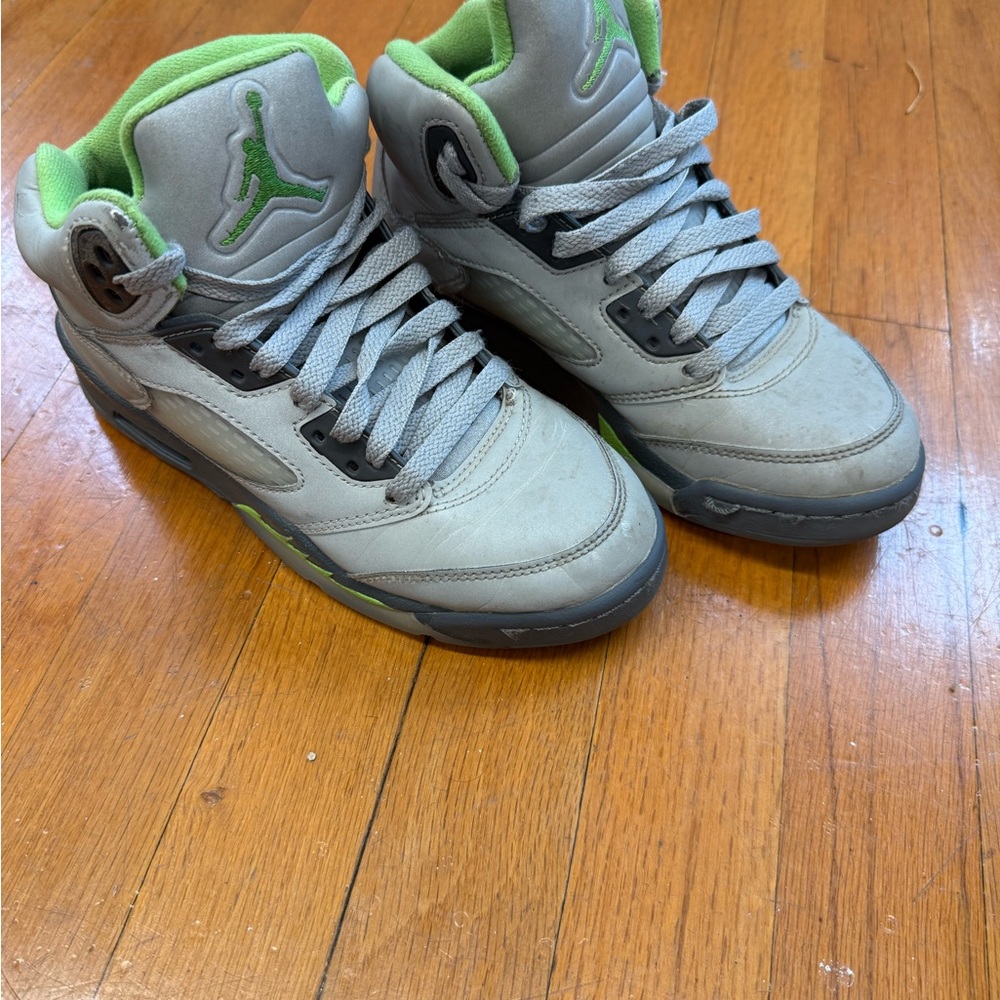 Air Jordan Gray and Green Sneakers